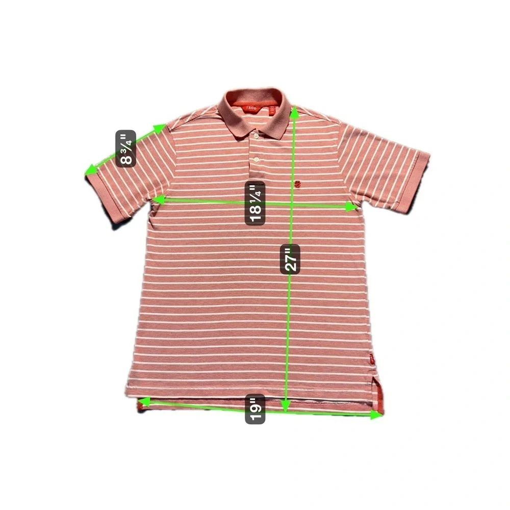 IZOD Polo Shirt Men’s Small Red White Striped Short Sleeve Cotton Casual